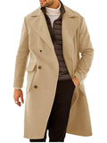 Men's Fashionable Lapel Collar Mid-length Woolen Coat