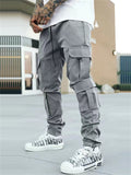 Street Style Multi-Pocket Loose Drawstring Cargo Pants for Men