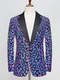 Men's Luxury Notched Collar Single Button Sparkling Sequins Formal Blazer