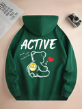 Active Bear Letter Print All-match Couple Hoodies