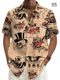 Retro Hawaiian Style Men's Nautical Elements Printed T-shirts