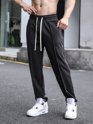 Men's Straight Leg Mid-Rise Drawstring Leisure Pants