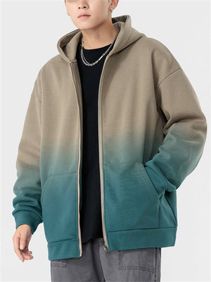 Men's Trendy Gradient Contrast Color Thickened Hoodies