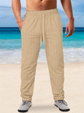 Men's Stripe Elastic Wasit Casual Beach Pants