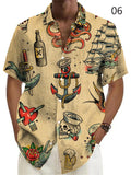 Retro Hawaiian Style Men's Nautical Elements Printed T-shirts