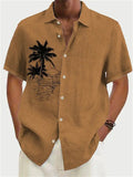 Men's Leisure Linen Printed Button Down Aloha Shirt