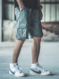 Letter Patch Streetwear Knee Length Cargo Shorts for Men