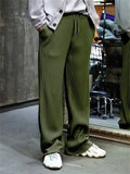 Men's Loose Drawstring Stripe Texture Straight-Leg Pants