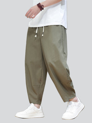 Comfort Breathable Ice Silk Ankle Tied Casual Pants for Men