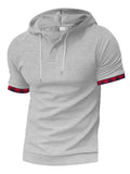 Men's Sports Short Sleeve Hooded Waffle Shirt