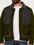 Male Relaxed Faux Wool Contrast Color Splicing Coats