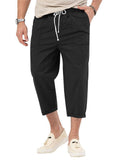 Men's Basic Straight Leg Folded Hem Cropped Trousers