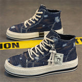 Men's Trendy High Top Lace Up Denim Canvas Shoes