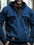 Men's Retro Solid Color Zipper Pullover Hoodies