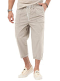 Men's Basic Straight Leg Folded Hem Cropped Trousers