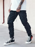 Street Style Multi-Pocket Loose Drawstring Cargo Pants for Men