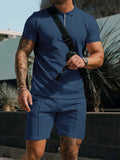 Sporty Short Sleeved Polo Collar Outfits for Men