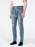 Fashionable Straight Leg Blue Denim Trousers for Men