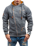 Male Personality Side Zipper Fleece Hoodies