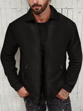 Men's Waffle Zip Pockets Turn-down Collar Coats