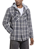 Male Winter Fleece Lined Plaid Hooded Coats