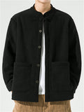 Men's Vintage Knot Button Warm Plush Liner Coduroy Jacket