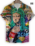 Men's Mona Lisa Cartoon Print Cuba Vintage Shirt