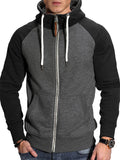 Men's Trendy Contrast Color Splicing Zipper Hoodies