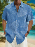 Men's Leisure Linen Printed Button Down Aloha Shirt