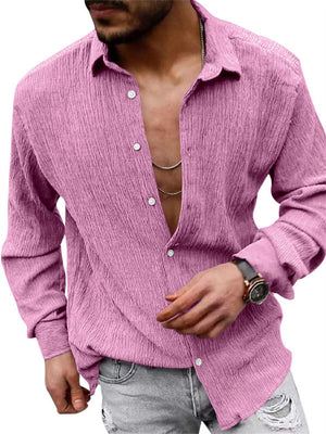 Comfortable Lapel Long Sleeve Loose Linen Shirt for Men