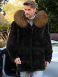 Men's Keep Warm Long Sleeve Faux Fur Hooded Overcoat for Winter
