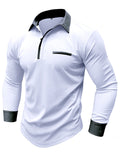 Office Wear Lapel Long Sleeve Autumn Polo Shirt for Men