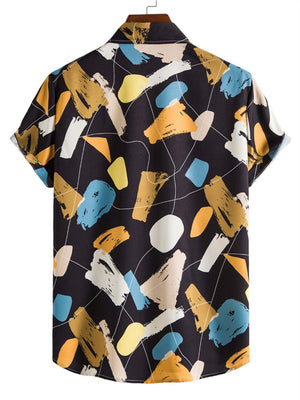 Men's Graffiti Cotton Breathable Button Down Beach Shirt