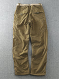 Men's Keep Warm Plush Liner Multi-Pocket Cargo Pants with Belt