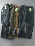 Men's Keep Warm Plush Liner Multi-Pocket Cargo Pants with Belt