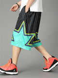 Contrast Color Incomplete Star Pattern Men's Basketball Shorts