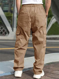 Baggy Flap Pocket Overalls Elasticated Cargo Pants for Men