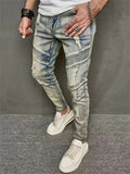 Men's Blue Ripped Elastic Slim Fit Casual Jeans