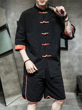 Chinese Style Cotton Solid Color Men's Outfits