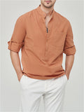 Male Casual Loose Fit Pocket Henley Shirts