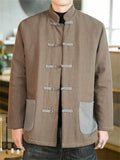 Loose Fit Tang Suit Casual Buttoned Coats for Men