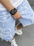 Casual Knee-length Frayed Denim Shorts for Men