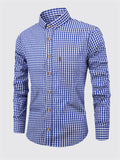 Men's Classic Checkered Button Up Lapel Pure Cotton Shirt