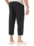 Men's Basic Straight Leg Folded Hem Cropped Trousers