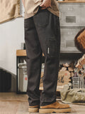 Wavy Line Embroidery Wear Resistant Straight-Leg Trousers for Men