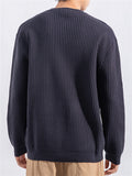 Men's Soft Comfort Henley Collar Solid Ribbed Sweater