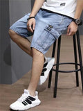 Male Summer Fashionable Multi-Pocket Denim Shorts