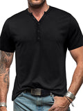 Summer Men's Short Sleeve Button Henry T-shirts