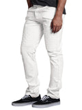 Men's Personality Leather Splicing Straight Leg Pants