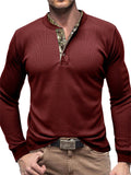 Slim Fit Waffle Basic Henley T-shirts for Men